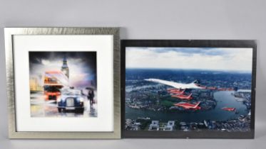 A Framed Photograph of Concorde Flanked by The Red Arrows together with a Modern London Print