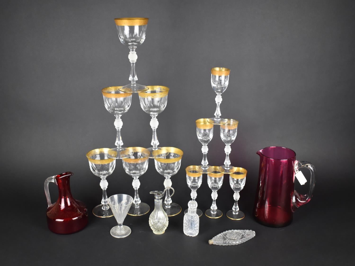 A Collection of 19th/20th Century Glass to Comprise Set of Six Wine and Six Sherry Glasses Having