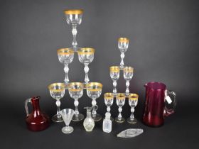 A Collection of 19th/20th Century Glass to Comprise Set of Six Wine and Six Sherry Glasses Having