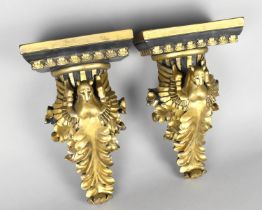 A Pair of Cast Resin French Style Wall Sconces in the Form of Winged Lionesses, 32cms High