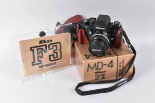 A Nikon F3 SLR Camera with Red Nikon ERC and Motor Drive
