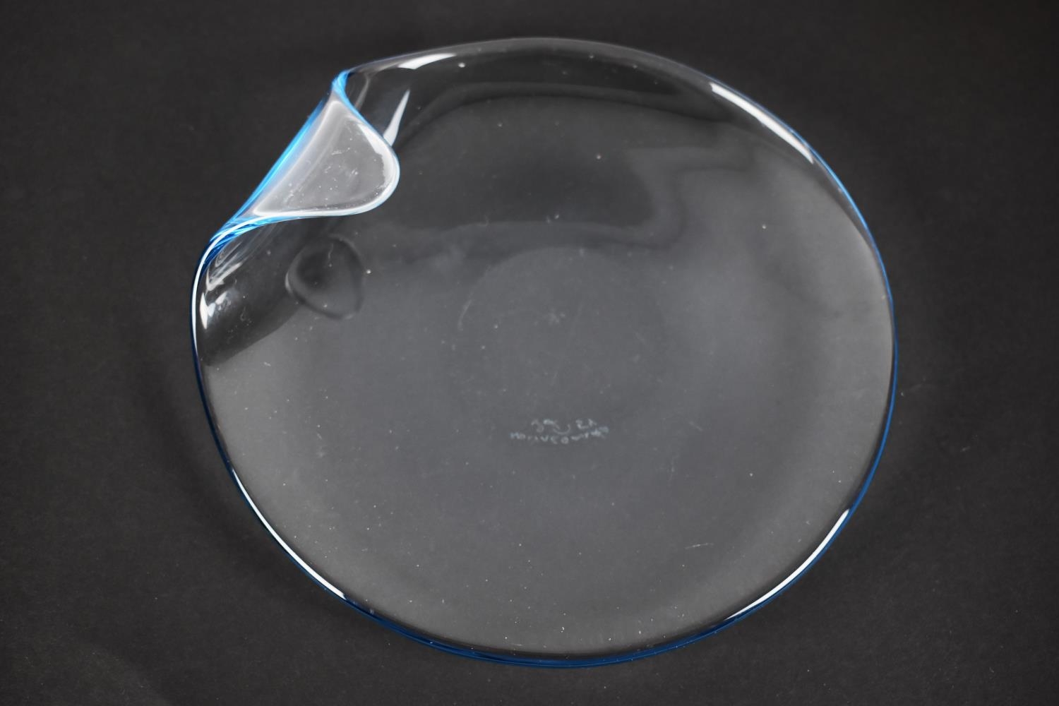 A Signed Glass Bowl by Holmegaard, 20cms Diameter