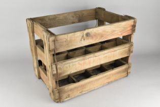 A Vintage Wooden Twelve Store Bottle Crate, with Red Stenciling 'SEVEN-UP', 44x32cm
