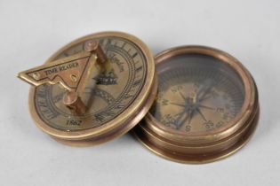 A Reproduction Circular Brass Pocket Combination Compass/Sundial as was Made by Stanley of London,