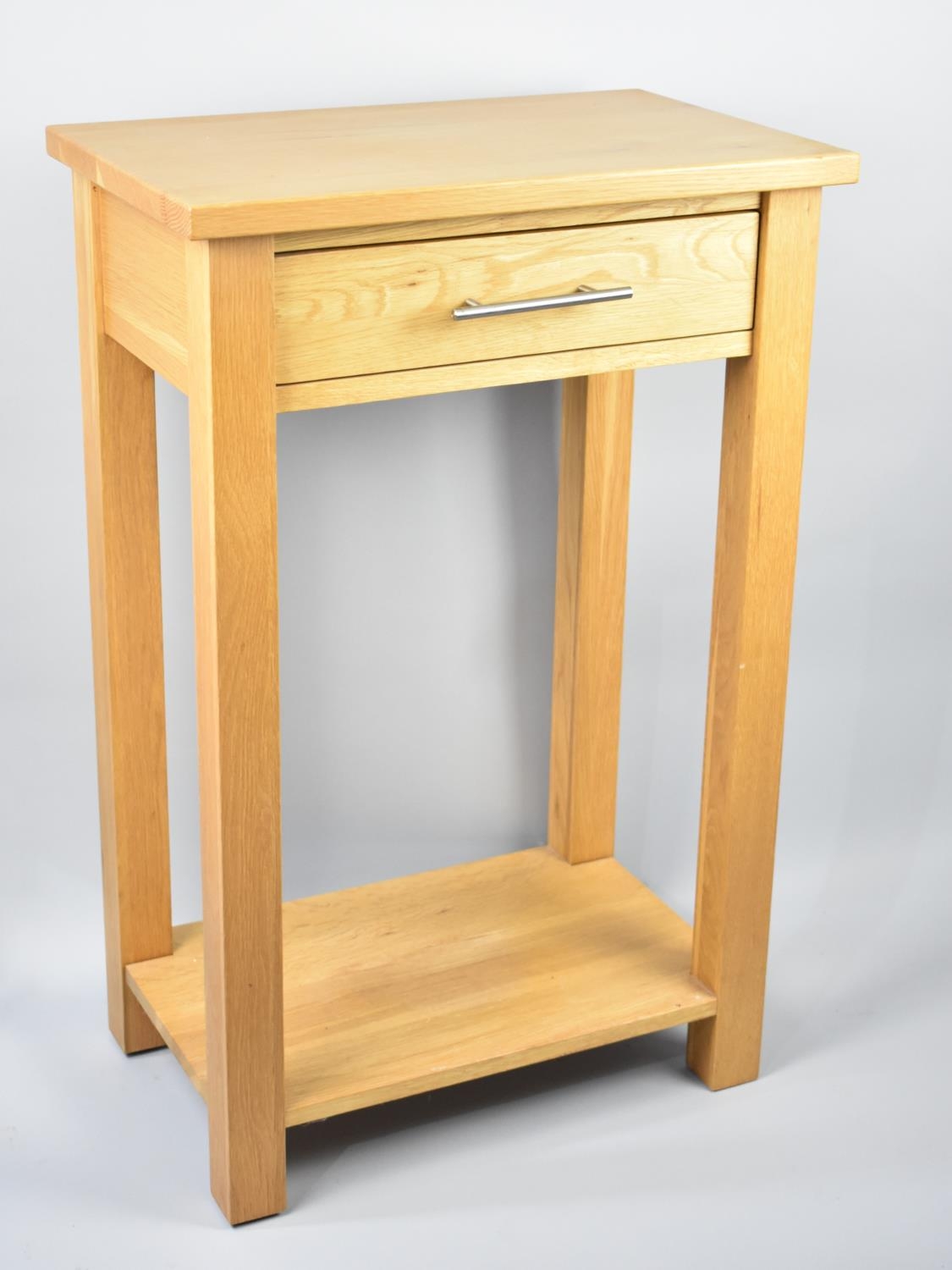 A Modern Kitchen Side Table with Single Drawer and Stretcher Shelf, 56cms Wide and 86cms High