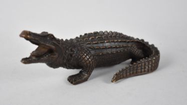 A Large Heavy Bronze Study of a Crocodile, 23cms Long