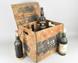 A Vintage Wooden Bottle Crate Housing Various Bottles, 40x33cm high