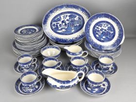 A Washington Old Willow Pattern Service to Comprise Plates, Side Plates, Cups, Saucers, Cake