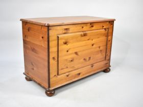 A Modern Pine Lift Top Coffer Chest Panelled Front, 88cms Wide