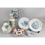A Collection of Oriental Items to Comprise Two Chinese Qing Dynasty Blue and White Porcelain