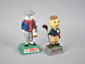 Two Reproduction Metal Golfing Advertising Figures for "Silver King Golf Balls" and "We Play