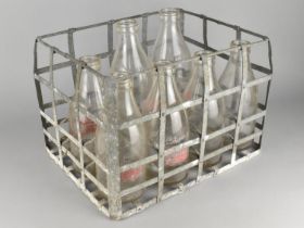 A Vintage Galvanized Twelve Store Bottle Crate Containing Seven Vintage Glass Broseley & Benthall