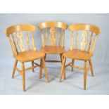 A Set of Three Modern Pine Kitchen Chairs