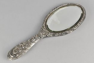 A Silver Dressing Table Mirror with Scroll and Cherub Head Repousse Decoration by WA, Birmingham