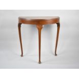 A Mid 20th Century Oak Demi-Lune Side Table with Cabriole Supports, 75cms Wide