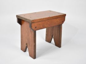 A Vintage Wooden Rustic Stool, 41cms Wide