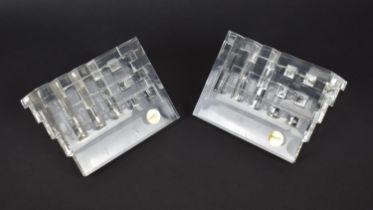 A Pair of Italian Desk Top Perspex Pen and Notepad Holders by Guzzini, 13cms Wide
