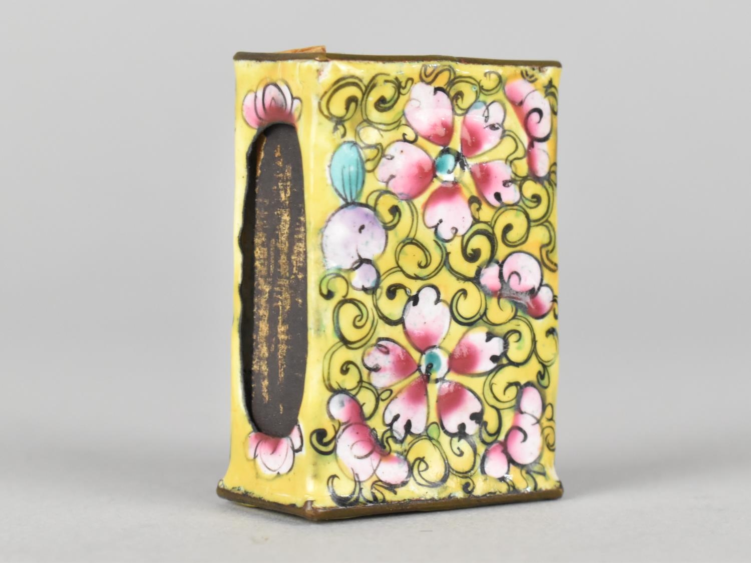 A Small Late 19th/Early 20th Century Chinese Enamelled Matchbox Holder with Floral Decoration, 4.