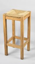 A Modern Rush Topped Kitchen Bar Stool, 35cms Square and 76cms High