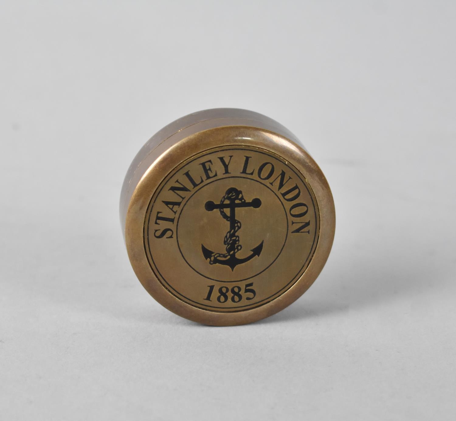 A Reproduction Circular Brass Pocket Compass as was Made by Stanley of London in 1885, 5.5cms - Image 2 of 2