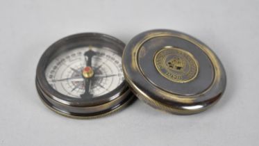 A Small Reproduction Brass Cased Pocket Compass, Hinged Lid Inscribed "The Marine Compass" with