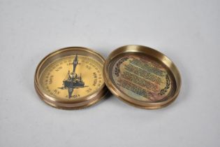 A Reproduction Brass Circular Pocket Compass, Screw Off Lid Inscribed "His Masters Voice, London",