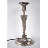 A Sheffield Plated Candlestick now Converted to Table Lamp, 31cms High