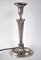 A Sheffield Plated Candlestick now Converted to Table Lamp, 31cms High