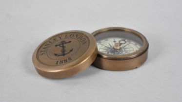 A Reproduction Circular Brass Pocket Compass as was Made by Stanley of London in 1885, 5.5cms