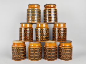 A Nine Various Hornsea Heirloom Storage Jars and Covers, 16cm high