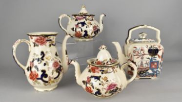 Two Mason's Mandalay Teapots, a Mason's Oriental Teapot and a Mandalay Coffee Pot (Missing Lid)