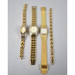 A Collection of Three Gold Plated and Jewelled Ladies Wrist Watches to include Mother of Pearl Faced