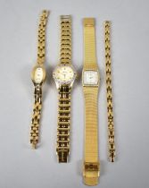 A Collection of Three Gold Plated and Jewelled Ladies Wrist Watches to include Mother of Pearl Faced