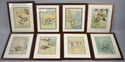A Set of Eight Humorous Lithographic Prints after G.Vernon Stokes Depicting Studies of the Artists