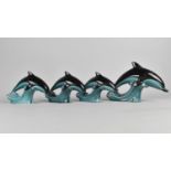 Four Poole Dolphins, Largest 15cm high