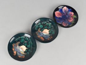 Three Moorcroft Dishes, 12cm Diameter