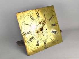 A 19th Century Brass 13" Long Case Clock Movement and Dial, Inscribed for Arch. Coates, Wigan. 8 Day