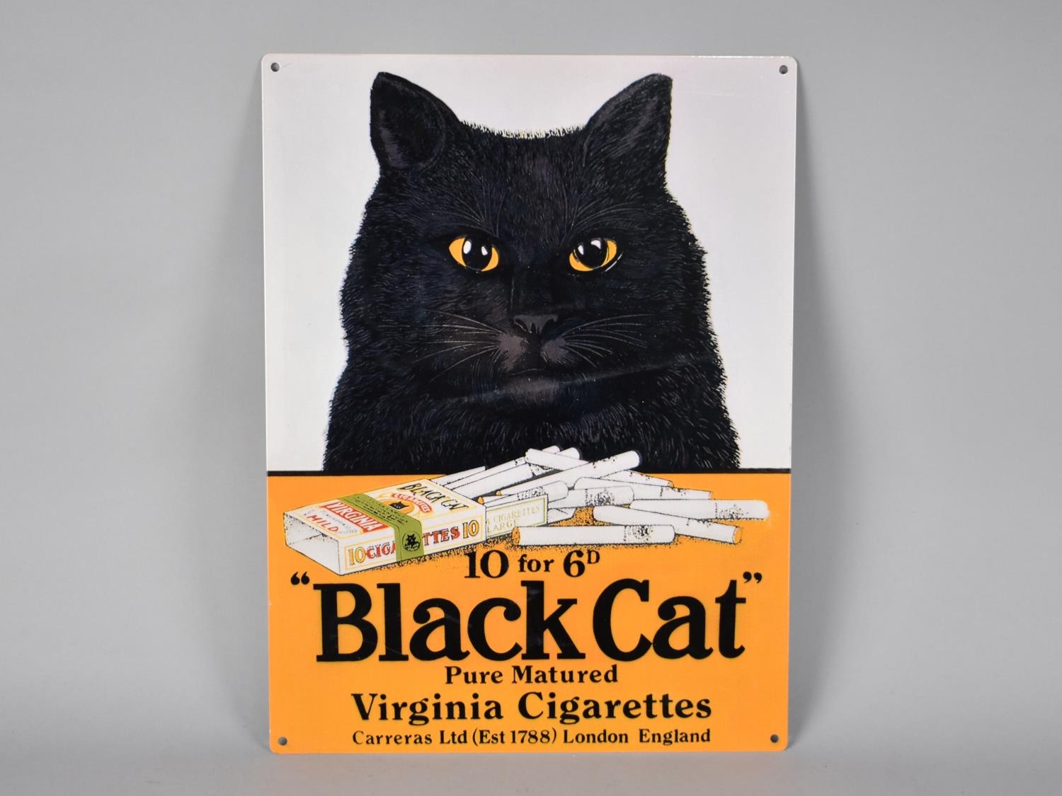 A Reproduction American Poster for Black Cat Cigarettes, Printed on Tin, 30x40cms