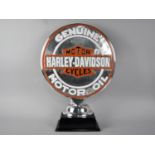 A Reproduction Painted Aluminium Circular Advertising Sign for "Genuine Motor Oil, Harley Davidson