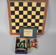 A Vintage Metal Chess Set in Original Box, The Rose Chess, No.1 Set with Board, Complete