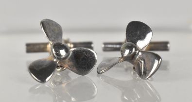 A Pair of Silver Cufflinks Modelled as Boat Propellers