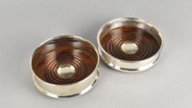 Two Reproduction Silver Plated Circular Bottle Coasters, 12.5cms Diameter