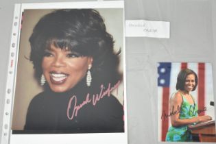 Two Signed Photographs, Michelle Obama and Oprah Winfrey