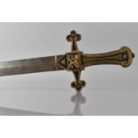 A Victorian Gothic Revival Brass Hilted Bandsman's Short Sword having VR Cypher. 63cms Long, No