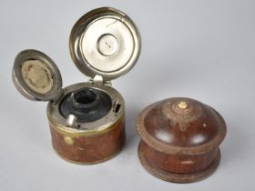 A Late 19th Century Circular Treen Snuff Box, Loss to Circular Lid Rim together with a Victorian