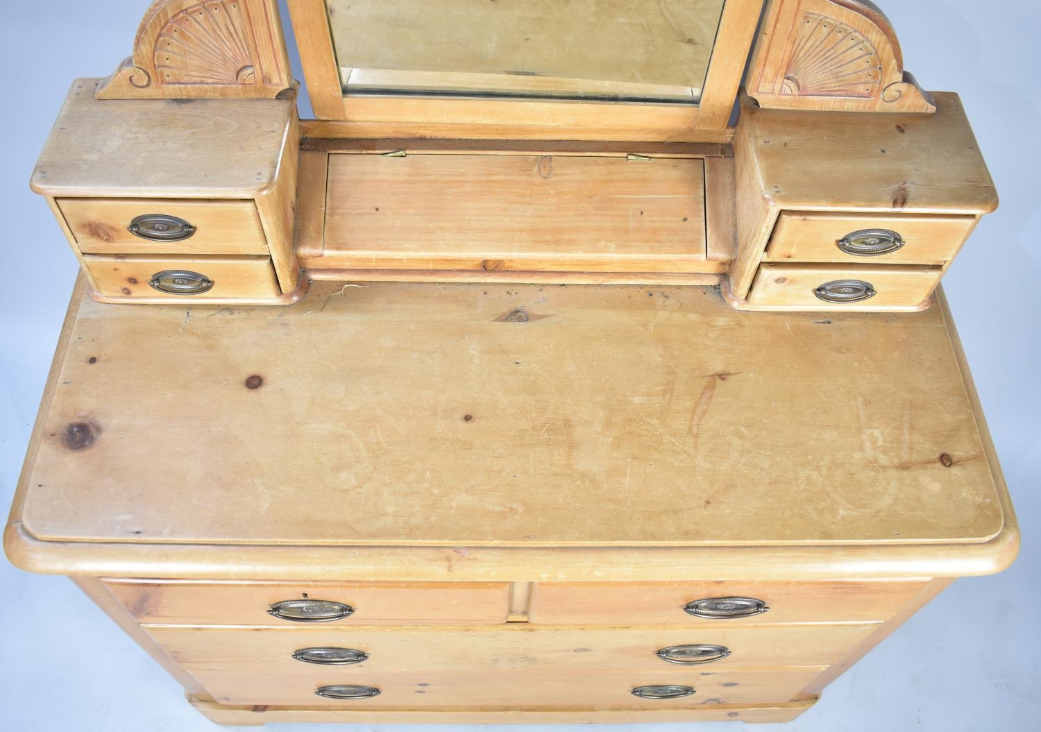 An Edwardian Century Pine Mirror Back Dressing Chest of Two Short and Two Long Drawers, 106x49. - Image 2 of 2