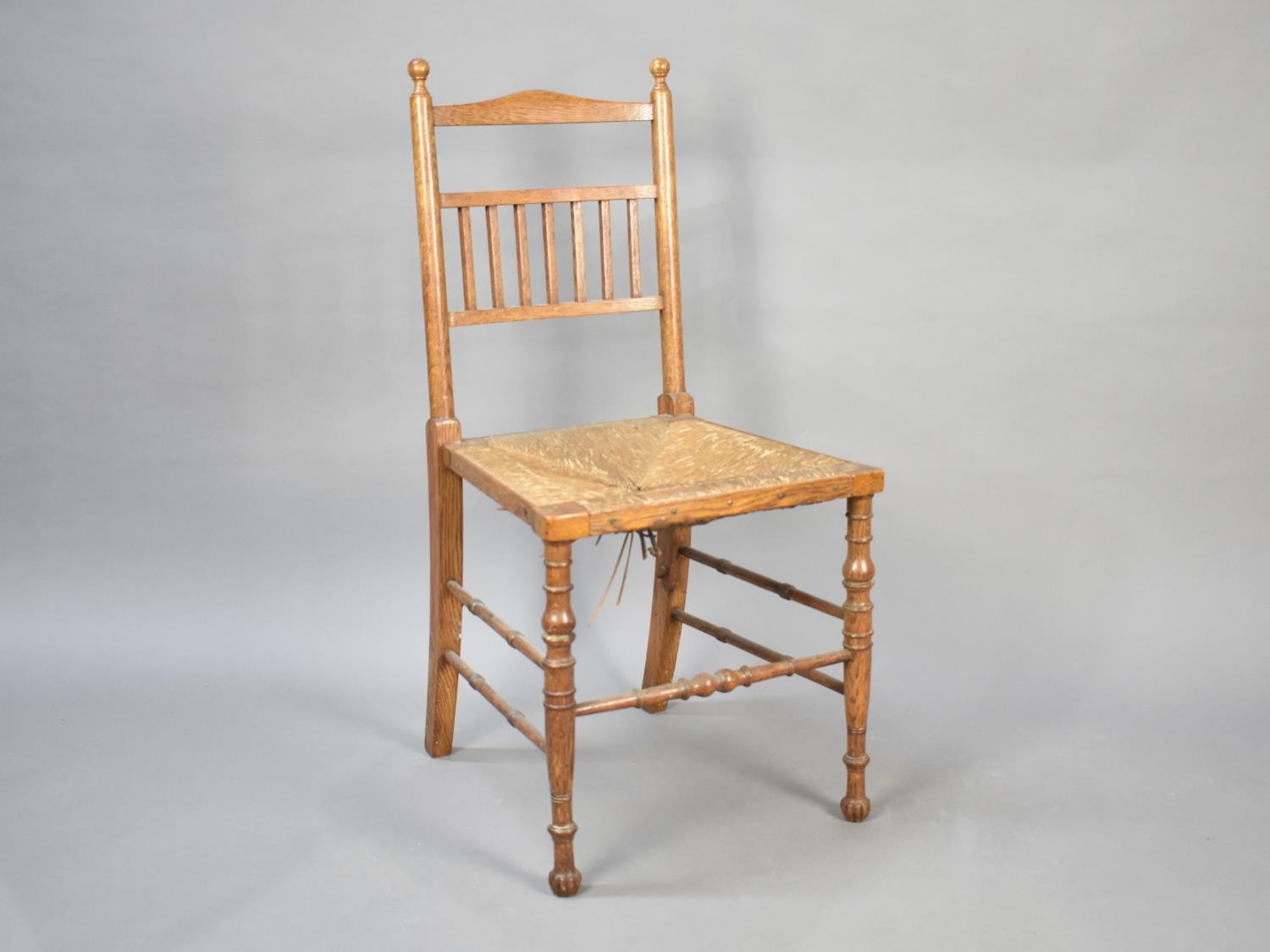 A Small Edwardian Oak Framed Ladies Bedroom Chair, Condition issues