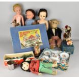 A Collection of Various Vintage Children's Toys to Comprise Dolls, Marbles, Bayko Building Set