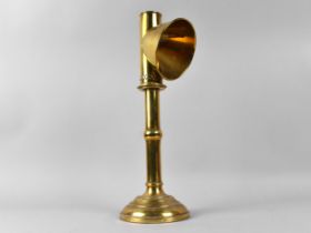 A Late 19th Century Brass Table Top Candle Lantern or Student's Lamp with Conical Shade, 35cm high