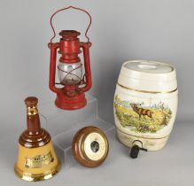A Collection of Various Items to Comprise Large Ceramic Barrel with Transfer Printed Stag